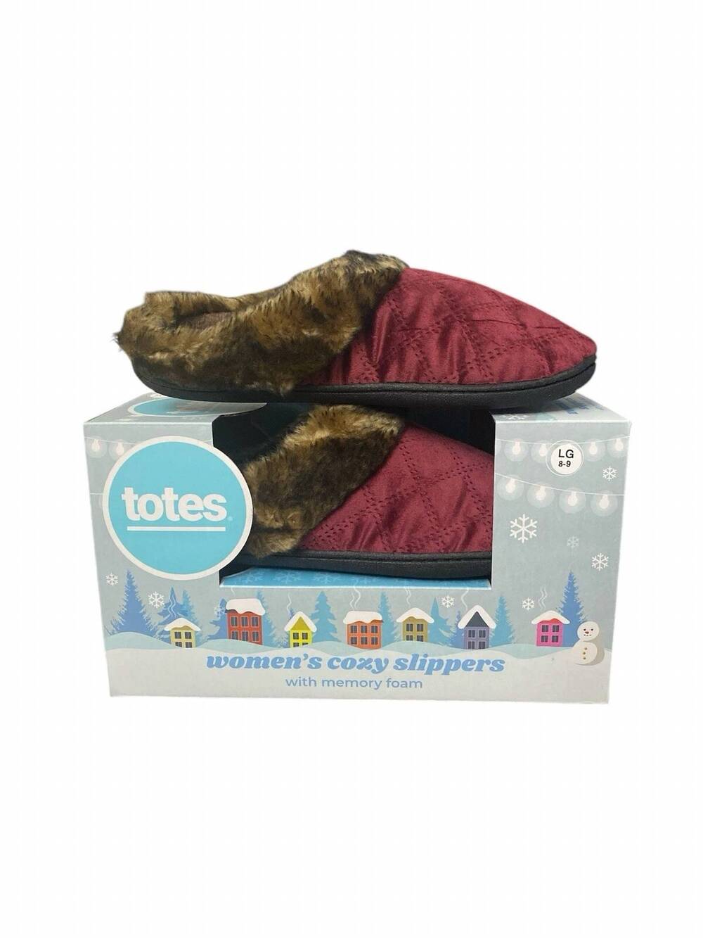 NEW TOTES women's cozy faux fur lined slippers in hot pink